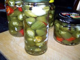 Pickled chillies, jalapenos mostly.
