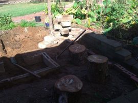 Starting the fire pit.