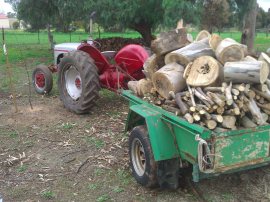 The farm trailer earning its keep.