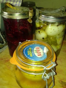 Three varieties of pickled eggs!