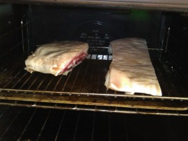 Two different cures finished off in the oven.