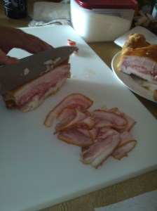 This was slightly under-done, meaning I'd not eat it raw. This bacon is amazing though.