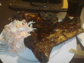 Home-grown, home-made pork and lamb ribs with home-grown and home-made 'slaw. Out-freaking-standing!
