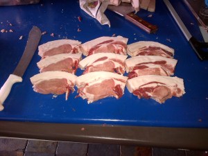 I tried my hand at some chops. In hindsight, they were a little thick.