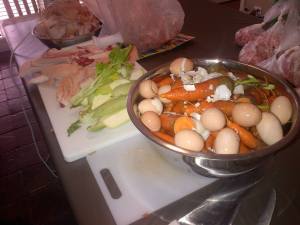 The fixings for some nice, fart-inducing dog food.