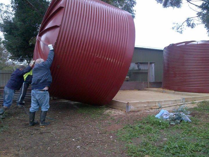 The second tank going in.