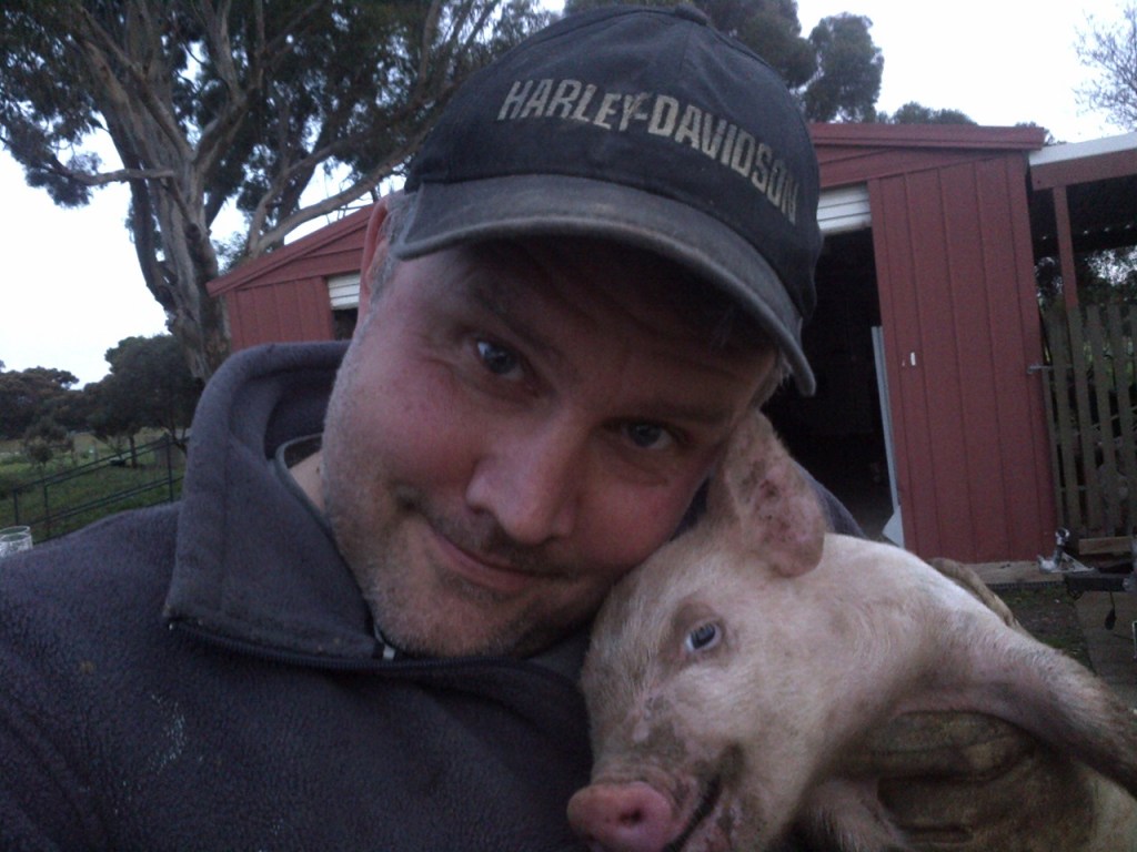 I forget what was wrong with this little guy, but I had to grab him out for some reason. It seemed like a great chance for a piglet selfie.