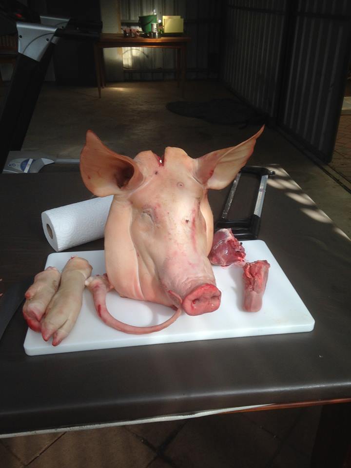 Bertha Brawn ingredients - head, trotters, heart, and tongue.