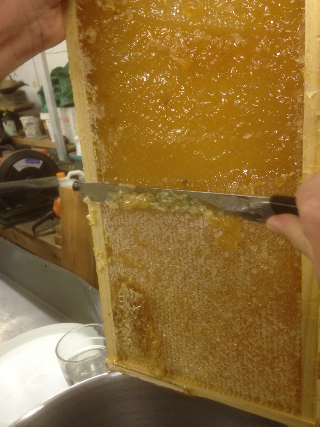 Uncapping the comb. How beautiful does that look?!