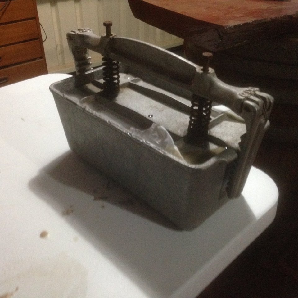 The terrine from Farmer John. It has a press with ratchet sides. Seriously, worked a treat!