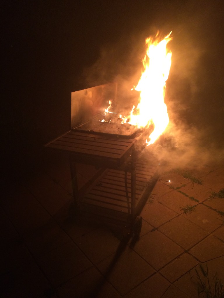 Why I don’t BBQ anymore and thankfully we had a spare BBQ in the shed.