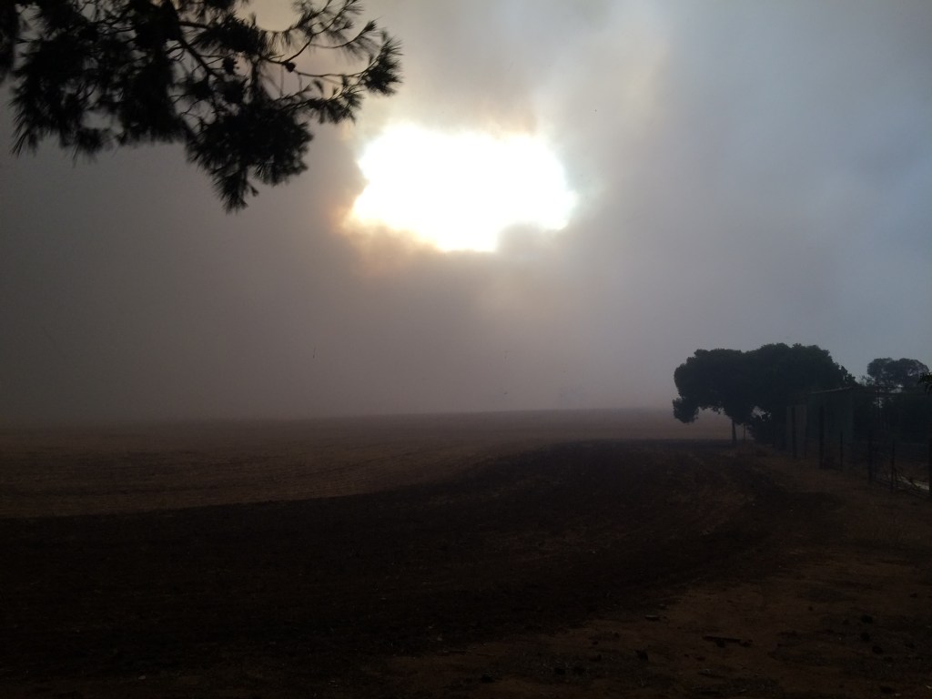 The smoke and dust quickly built up and was on us in a minute or two.